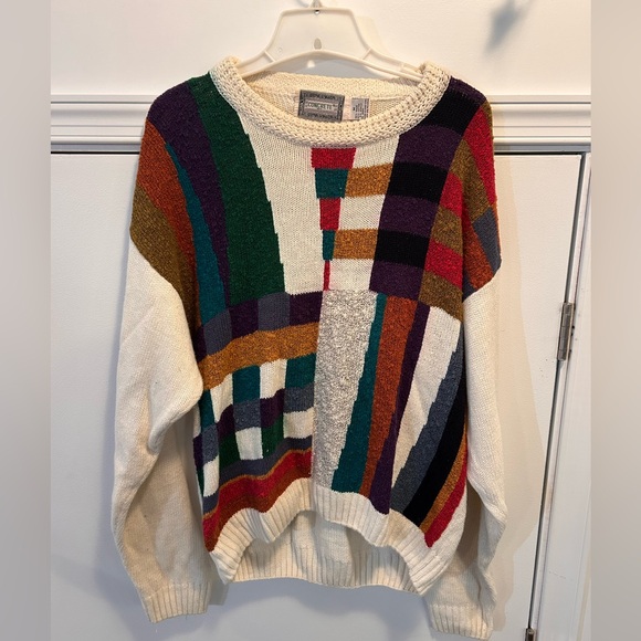 Concrete Other - Vintage Concrete Mix Men's Pullover Multi-Color Abstract Knit Sweater Size Med